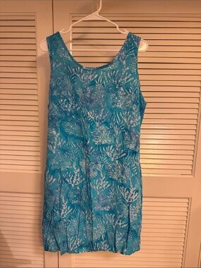 Turquoise Floral Sleeveless Mini Dress
